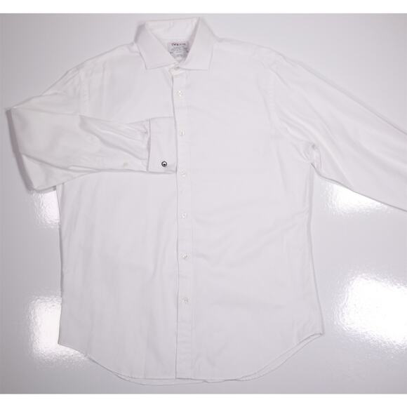 TM Lewin Solid White Twill Slim Fit French Cuff Cotton Dress Shirt (42) 16.5-33 - Picture 2 of 6